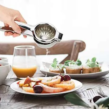 Lemon Squeezer Stainless Steel with Premium Quality Heavy Duty Solid Metal Squeezer Bowl - Large Manual Citrus Press Juicer and Lime Squeezer Stainless Steel - Durable Stainless (LUFU) Lemon Squeezer