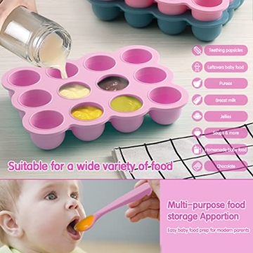 HIWOOD Silicone Baby Food Freezer Tray for Homemade Purees