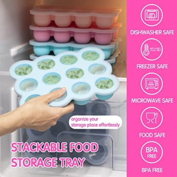 HIWOOD Silicone Baby Food Freezer Tray for Homemade Purees