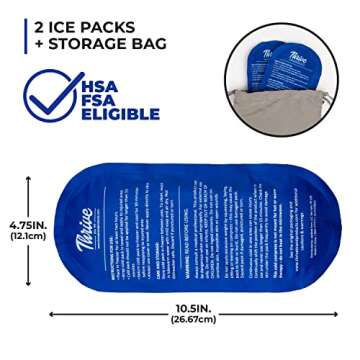 Thrive Reusable Gel Ice Packs for Injuries, Set of 2 – FSA HSA Approved Cold Compress for Knee, Shoulder, Ankle, Wrist, Neck, and Back Pain Relief – Soft & Flexible - Ice Pack