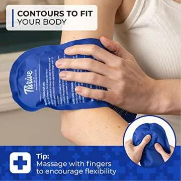 Thrive Reusable Gel Ice Packs for Injuries, Set of 2 – FSA HSA Approved Cold Compress for Knee, Shoulder, Ankle, Wrist, Neck, and Back Pain Relief – Soft & Flexible - Ice Pack