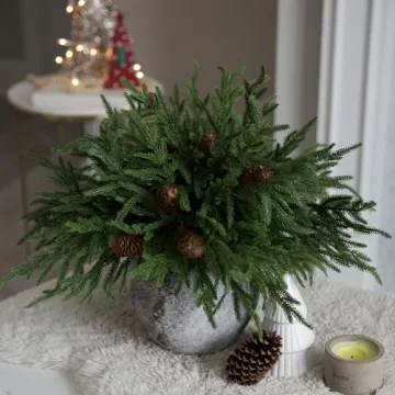 Artificial Christmas Norfolk Pine Stems for Festive Decor