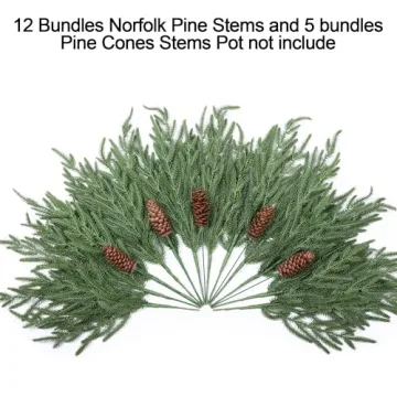 Artificial Christmas Norfolk Pine Stems for Festive Decor