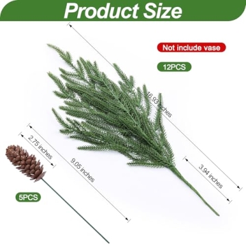 Artificial Christmas Norfolk Pine Stems for Festive Decor