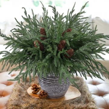 Artificial Christmas Norfolk Pine Stems for Festive Decor