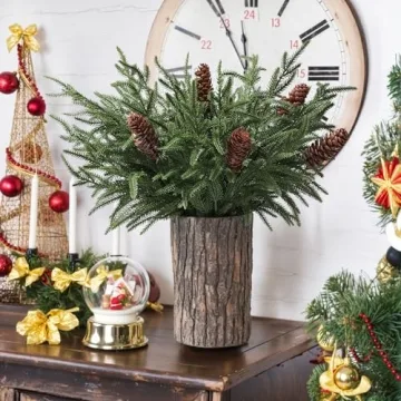 Artificial Christmas Norfolk Pine Stems for Festive Decor