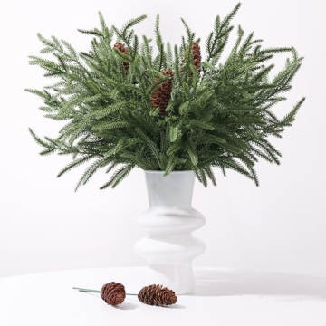 Artificial Christmas Norfolk Pine Stems for Festive Decor