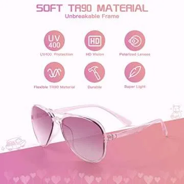FONHCOO Kids Polarized Sunglasses for Girls Boys Aviator Toddler Sunglasses with Flexible Frame, UV400 Protection, Age 5-10 (Pink)