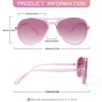 FONHCOO Kids Polarized Sunglasses for Girls Boys Aviator Toddler Sunglasses with Flexible Frame, UV400 Protection, Age 5-10 (Pink)