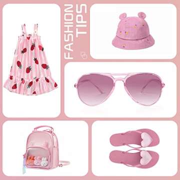 FONHCOO Kids Polarized Sunglasses for Girls Boys Aviator Toddler Sunglasses with Flexible Frame, UV400 Protection, Age 5-10 (Pink)