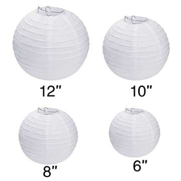 LIHAO 10PCS White Paper Lanterns Decorative Chinese Lanterns for Wedding Decor, Bridal, Baby Shower,...