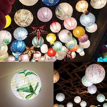 LIHAO 10PCS White Paper Lanterns Decorative Chinese Lanterns for Wedding Decor, Bridal, Baby Shower, Christmas, Birthday, Party Decorations, DIY Crafts(Size of 6”, 8”, 10” 12’’)