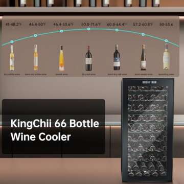 KingChii 66 Bottle Wine Cooler Refrigerator - Intelligent Digital Control Wine Fridge, Low Noise Operation, Freestanding Wine Refrigerator for Home and Kitchen