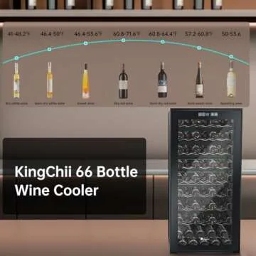 KingChii 66 Bottle Wine Cooler Refrigerator - Intelligent Digital Control Wine Fridge, Low Noise Operation, Freestanding Wine Refrigerator for Home and Kitchen