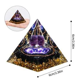 MXiiXM Orgone Pyramid for Positive Energy, Amethyst Crystal Ball Orgonite Pyramid, Protection Crysta...