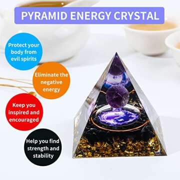 MXiiXM Amethyst Orgone Pyramid for Positive Energy