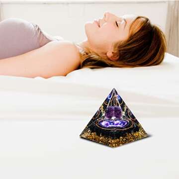 MXiiXM Amethyst Orgone Pyramid for Positive Energy