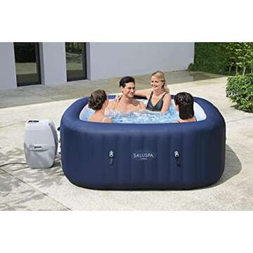 Bestway SaluSpa Hawaii AirJet 2 to 6 Person Square Inflatable Hot Tub Portable Outdoor Spa with 140 ...