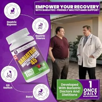 Procare Health Bariatric Multivitamin with Iron 45mg Chewable (30 Tablets) - Fruit Punch Flavor Bariatric Multivitamin Chewable Pills for Gastric Bypass & Sleeve Gastrectomy Patients (01 Month Supply)