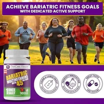 Procare Health Bariatric Multivitamin with Iron 45mg Chewable (30 Tablets) - Fruit Punch Flavor Bariatric Multivitamin Chewable Pills for Gastric Bypass & Sleeve Gastrectomy Patients (01 Month Supply)