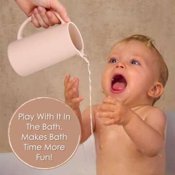 Mintlyfe Baby Bath Rinse Cup, Food Grade Silicone Body Washing Rinser Cup (Pink)