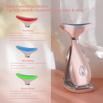 VRAIKO Lily Neck Face Massager, Skin Rejuvenation Beauty Massager, 3-in-1 at-Home Facial Spa Tool, Lifting, Toning and Tightening for a Radiant Appearance (Blush Pink)