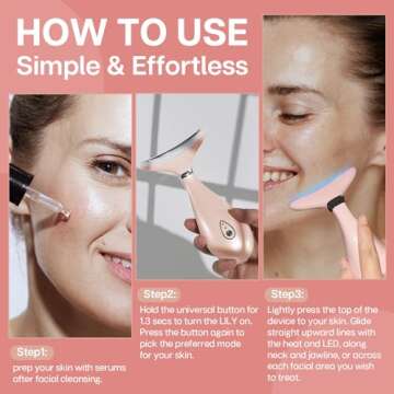 VRAIKO Lily Neck Face Massager, Skin Rejuvenation Beauty Massager, 3-in-1 at-Home Facial Spa Tool, Lifting, Toning and Tightening for a Radiant Appearance (Blush Pink)