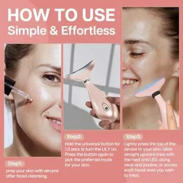 VRAIKO Lily Neck Face Massager, Skin Rejuvenation Beauty Massager, 3-in-1 at-Home Facial Spa Tool, Lifting, Toning and Tightening for a Radiant Appearance (Blush Pink)