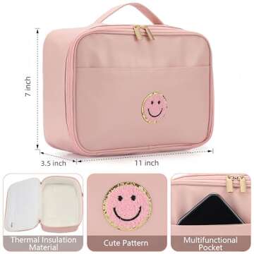 WALONER Kids Lunch Box Insulated Leather Lunch Bag for Kids Girls Boys Teenager, Mini Thermal Reusab...