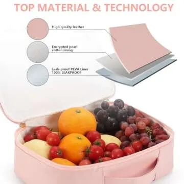 WALONER Kids Lunch Box Insulated Leather Lunch Bag for Kids Girls Boys Teenager, Mini Thermal Reusable Lunch Bag for School Picnic Journey, Fun Gifts for Girls Boys Teenager