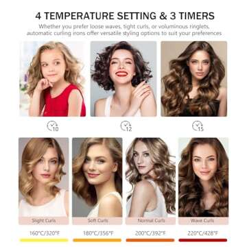 Goinsound Automatic Curling Iron Ceramic Hair Curler 1 Inch | Auto Self Rotating Easy Curling Wand Anti-Scald & Tangle-Free for All Hair Styling | Electric Dual Voltage