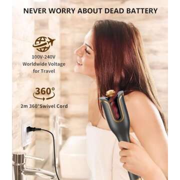 Goinsound Automatic Curling Iron Ceramic Hair Curler 1 Inch | Auto Self Rotating Easy Curling Wand Anti-Scald & Tangle-Free for All Hair Styling | Electric Dual Voltage