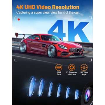 Affver Dash Cam 4K with Touch Screen, Built-in 5G WiFi, Free 64GB Card, Dash Camera for Cars with App, Car Camera, Dashcams for Cars, 24 Hours Parking Monitor, Night Vision, Loop Recording