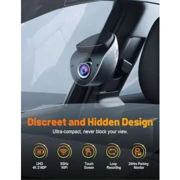 Affver Dash Cam 4K with Touch Screen, Built-in 5G WiFi, Free 64GB Card, Dash Camera for Cars with App, Car Camera, Dashcams for Cars, 24 Hours Parking Monitor, Night Vision, Loop Recording