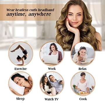 Heatless Curling Rod Headband for Overnight Silk Ribbon Hair Styling, No Heat Hair Rollers with Clips for Long Hair (Pink)