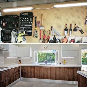 CNSUNWAY LED Shop Light 2ft, 20W 3000LM 6500K, T8 LED Tube Lights, Clear Cover, Ceiling and Utility ...