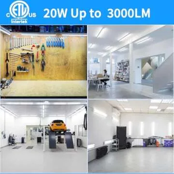 CNSUNWAY LED Shop Light 2ft, 20W 3000LM 6500K, T8 LED Tube Lights, Clear Cover, Ceiling and Utility Shop Lights, Linkable Light Fixture for Room, Garage, Workbench, Warehouse, ETL Listed (2 Pack)
