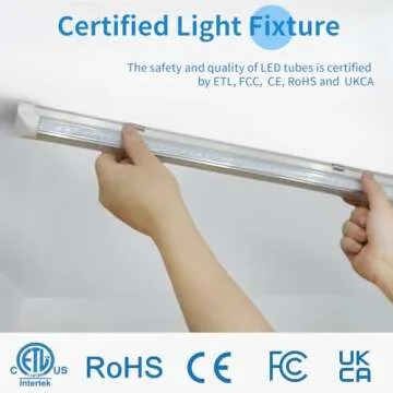 CNSUNWAY LED Shop Light 2ft, 20W 3000LM 6500K, T8 LED Tube Lights, Clear Cover, Ceiling and Utility Shop Lights, Linkable Light Fixture for Room, Garage, Workbench, Warehouse, ETL Listed (2 Pack)
