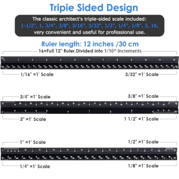 Durable 12" Aluminum Architectural Scale Ruler for Engineers