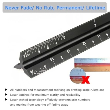 Durable 12" Aluminum Architectural Scale Ruler for Engineers