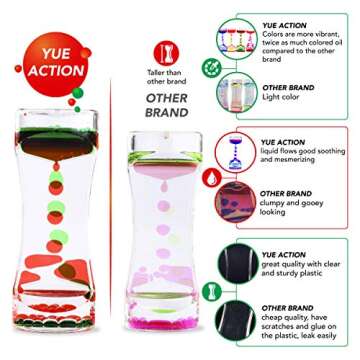 YUE MOTION Liquid Motion Bubbler - Calming Toys for Kids and Adults - Liquid Hourglass - Handheld Oil Timer - Sensory Toys for Christmas Stocking Stuffer