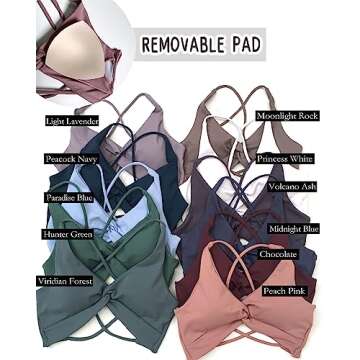 Danysu Women's Workout Sports Bras Backless Padded Low Impact Bra Yoga Crop Tank Top Twirl Front Paradise Blue XS