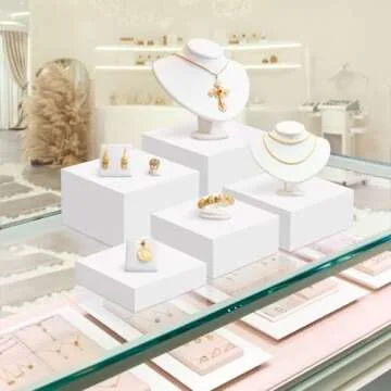 6 Pack Acrylic Display Boxes Cube Riser, Food Display Stands for Party Buffet Risers White Cake Stand Acrylic Square Food Display Set Dessert Table Display Nesting Riser Jewelry Display Holder