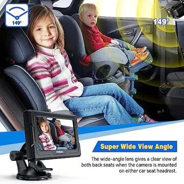 FEISIKE Baby Car Camera, 4.3'' Back Seat Baby Car Camera Mirror for Crystal Infrared Night Vision, 360° Rotation & 149° Wide View, 3 Mins Easy Installation