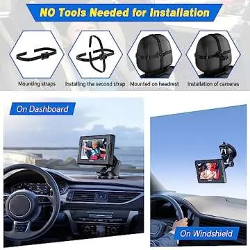 FEISIKE Baby Car Camera, 4.3'' Back Seat Baby Car Camera Mirror for Crystal Infrared Night Vision, 360° Rotation & 149° Wide View, 3 Mins Easy Installation