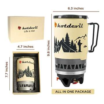 Hotdevil (1.4-Litre) Backpacking Camping Stove Portable Cooking System with Piezo Ignition, Outdoor ...