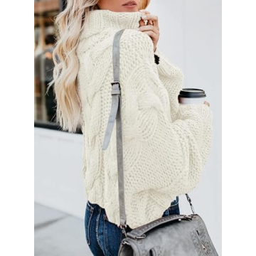 Dokotoo Women's Chunky Cable Knit Turtleneck Winter Sweater