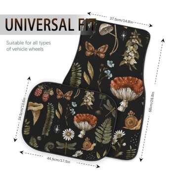 4 PCS Car Mats,Cute Hippie Aesthetic Car Accessories,Butterfly Mushroom Car Floor Mats,Halloween Christmas Birthday Gifts for Daughter Friend Family