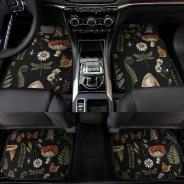 4 PCS Car Mats,Cute Hippie Aesthetic Car Accessories,Butterfly Mushroom Car Floor Mats,Halloween Christmas Birthday Gifts for Daughter Friend Family