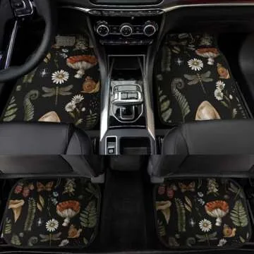 4 PCS Car Mats,Cute Hippie Aesthetic Car Accessories,Butterfly Mushroom Car Floor Mats,Halloween Christmas Birthday Gifts for Daughter Friend Family